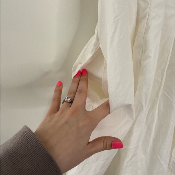 Lulus Strolling Sicily White Pleated Backless Midi Dress NWT Size Medium Pockets - Picture 7 of 9